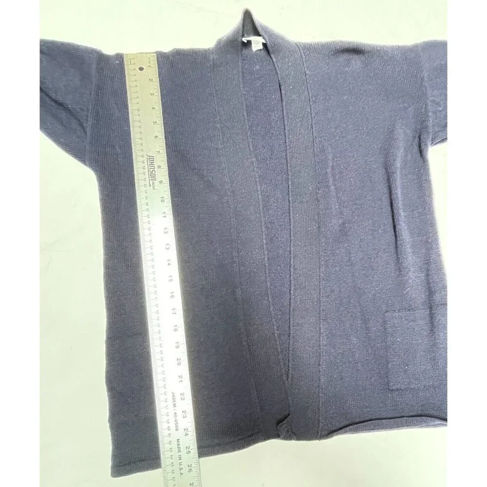 Vintage Wayne St. John Small Navy Open Short Sleeve Cardigan Sweater Santana Kni